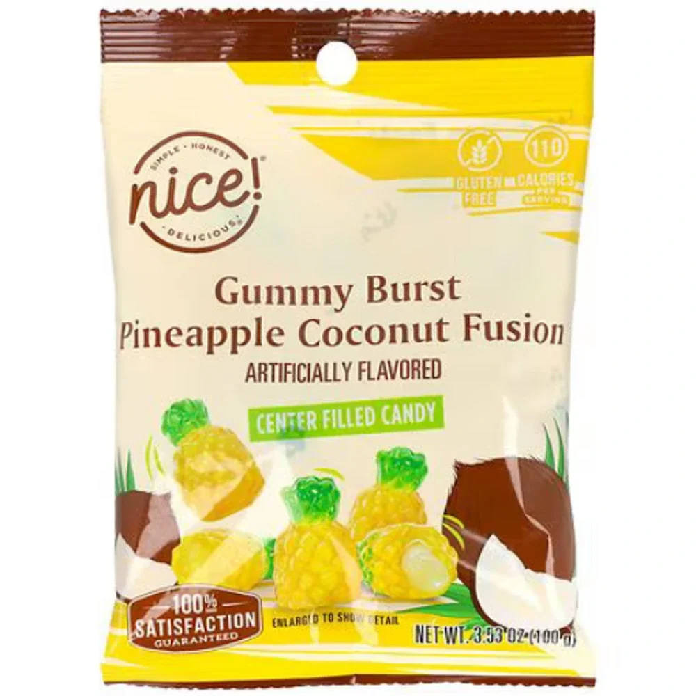 Nice! Gummy Burst Pineapple Coconut Fusion Filled Candy 3.53oz Walgreens Tik Tok